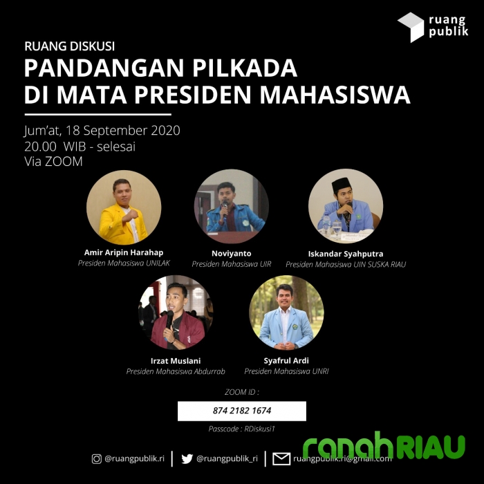 Ruang Publik Adakan Diskusi Online bersama Presma se-Pekanbaru